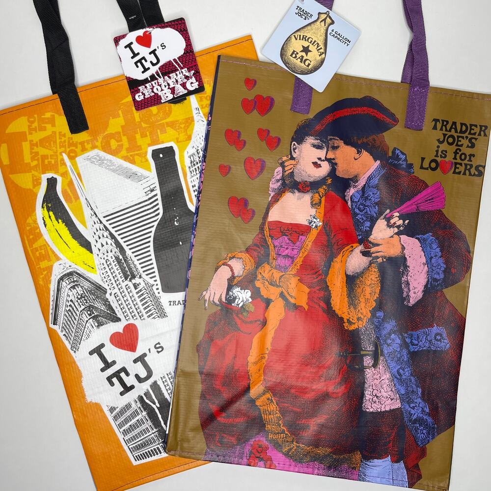 Set of 2! Trader Joe’s State Tote Bags NY NYC MANHATTAN BROOKLYN + WASHINGTON DC